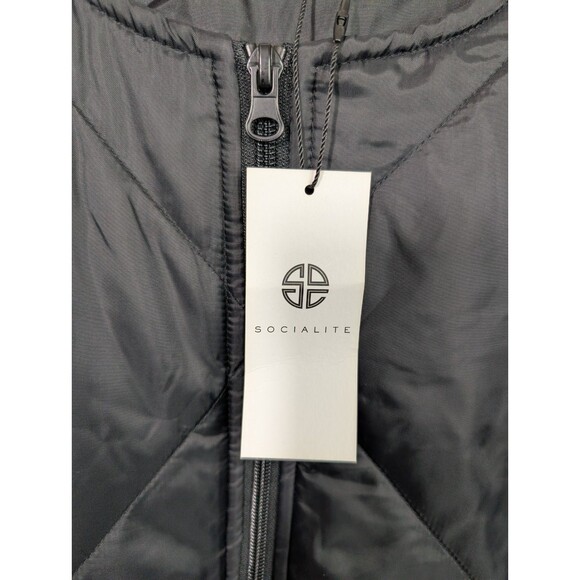 Socialite Womens Vest Black Lightweight Full Zip Quilted Casual Size L/XL - Picture 10 of 10